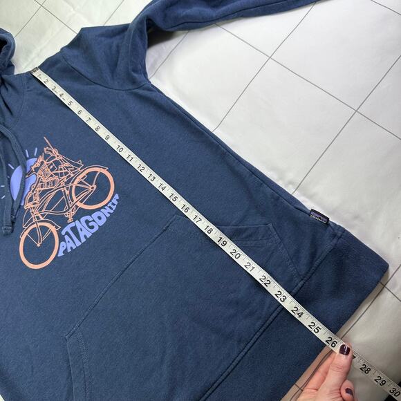 Patagonia Hoodie Womens Medium Stone Blue Fisherfox Ahnya Organic Cotton Outdoor - Picture 9 of 9
